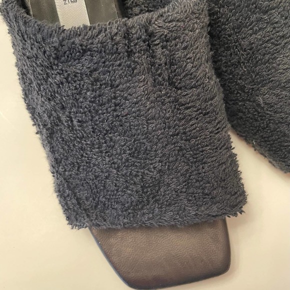 NWOB MIISTA London Wendy Black Towel Mule Sandals Size 37 Shoes Square Toe - Picture 4 of 11